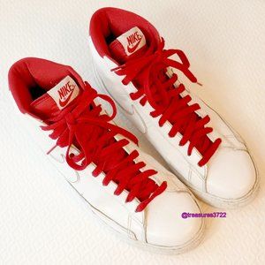 Nike High Top Sneakers Size 12 White Red Leather